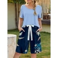 thumbnail image 2 of Loritta Lounge Set for Women 2 Piece Outfits Short Sleeve Round Neck Pjs Sleepwear, 2 of 5