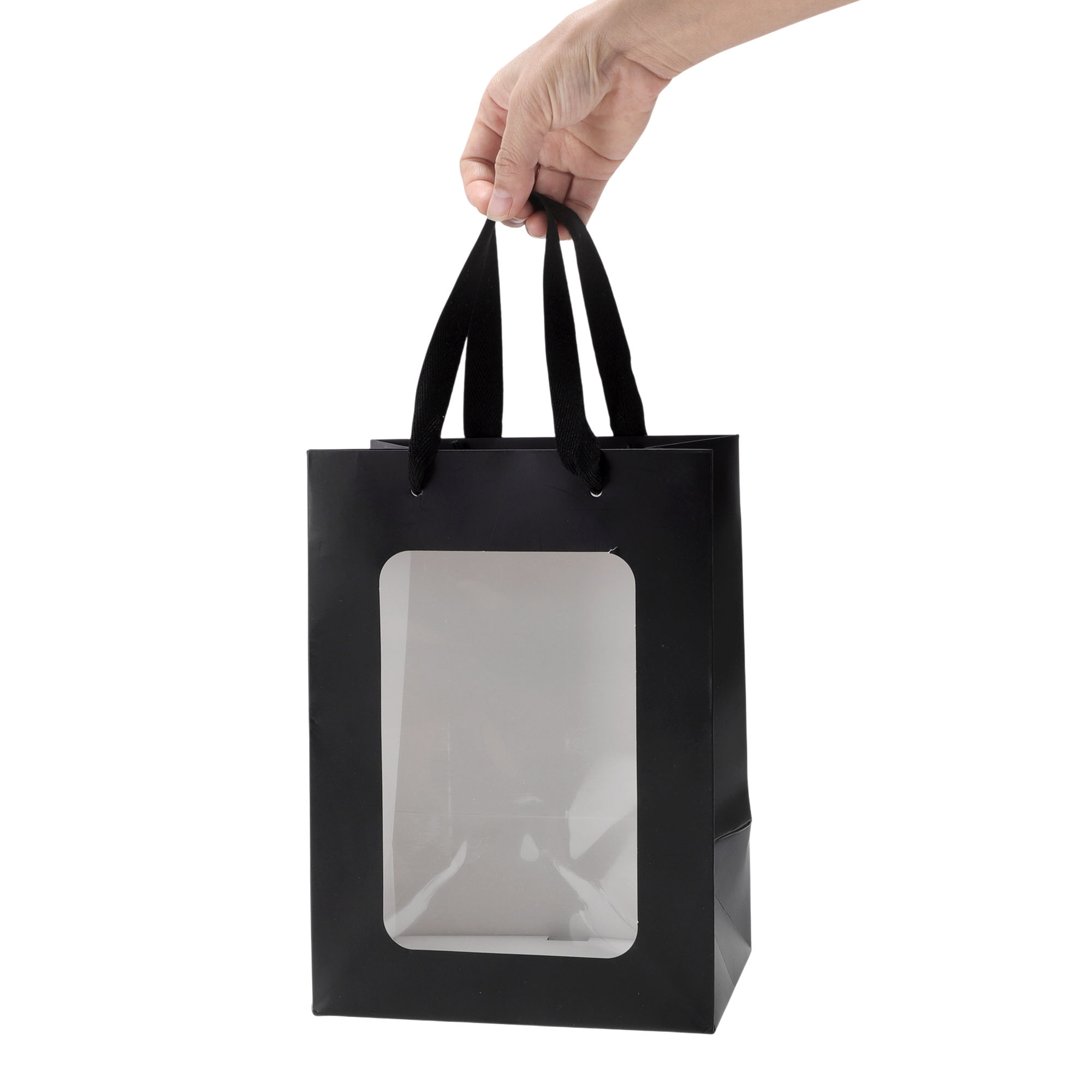 Unique Bargains Handheld Gift Bags for Various Occasions 1 Pc Black Small