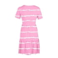 thumbnail image 4 of Sakmal Pink Casual Summer Dresses for Women Crew Neck Long Short Sleeve Loose Fit Striped Tiered with Pocket Sundress, 4 of 6