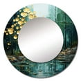 thumbnail image 3 of Designart "Pulse River Drip Natures art painting I" Forest Rund Mirror For Wall Decor - Large Gold Round Print Mirror - Round Cottage Mirror 23" x 23" Inch - Wall Mounted Round Large Mirror, 3 of 6