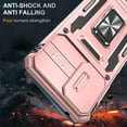 thumbnail image 4 of Feishell Case for Moto G 5G (2025) Camera Lens Slide Protection Cover with Ring Holder Kickstand, Armor Heavy Duty Military Grade Shockproof PC Rugged Bumper for Moto G 5G (2025),
Rosegold, 4 of 7