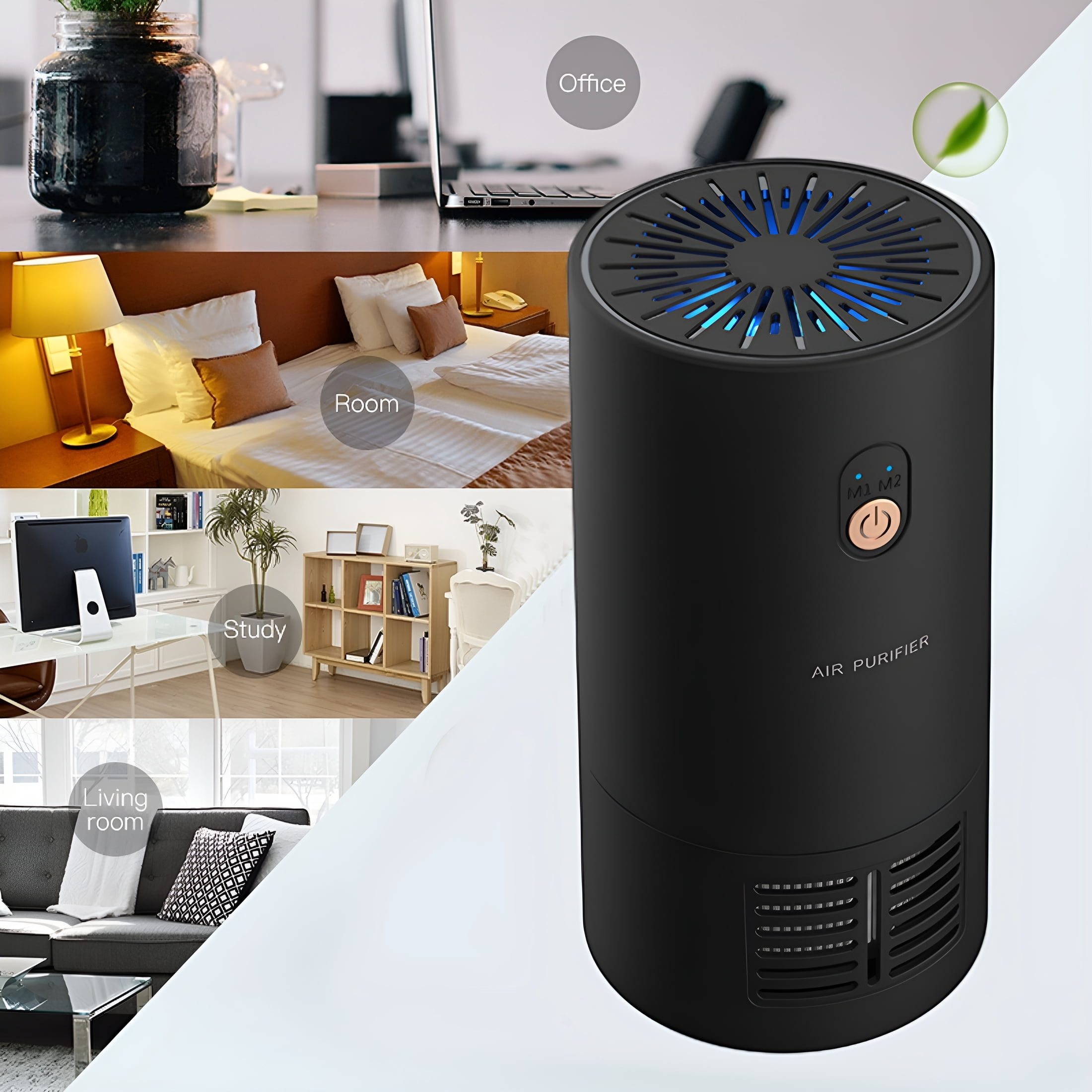 HIBIBUD Air Purifier for Home and Car Portable Usb Powered Mini Air Cleaner with Hepa Filter for Smoke Dust Pollen Pet Dander Odor Elimination Black