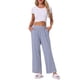thumbnail image 2 of Pantalones de pijama de algodón para mujeres INSPIRE CHIC con cintura elástica, sueltos, para el Día de la Madre, con bolsillos, M, a rayas azules, 2 of 6
