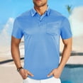 thumbnail image 5 of YLSDY Fashion Mens Short Sleeve Pirate Henley Shirts Cotton Linen Lace Up V Neck Shirt Hippie Beach Summer Lapel Collar Retro Tops Light Blue XL, 5 of 5