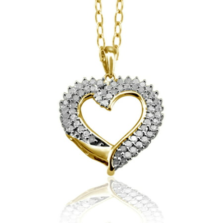 JewelersClub 1.00 Carat T.W. White Diamond Gold over Silver Heart Pendant