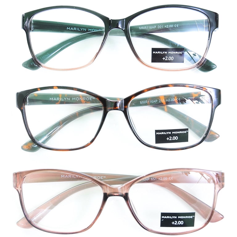 Marilyn Monroe Large Oversize Statement Sea Glass Green Readers +2.00 Bifocal MARILYN MONROE PREMIUM 3-PACK READING GLASSES READERS +1.50  main image 3