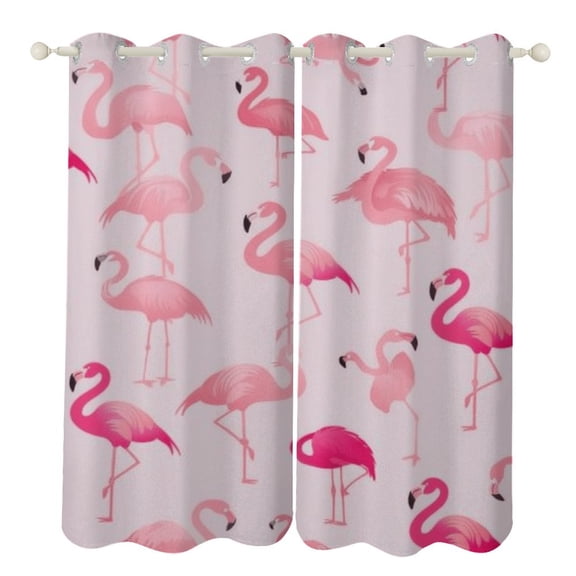 Flamingo Pattern Curtains Aesthetic Envrionmental Friendly Picture, Living Room Bedroom Window Drapes 2 Panel Set