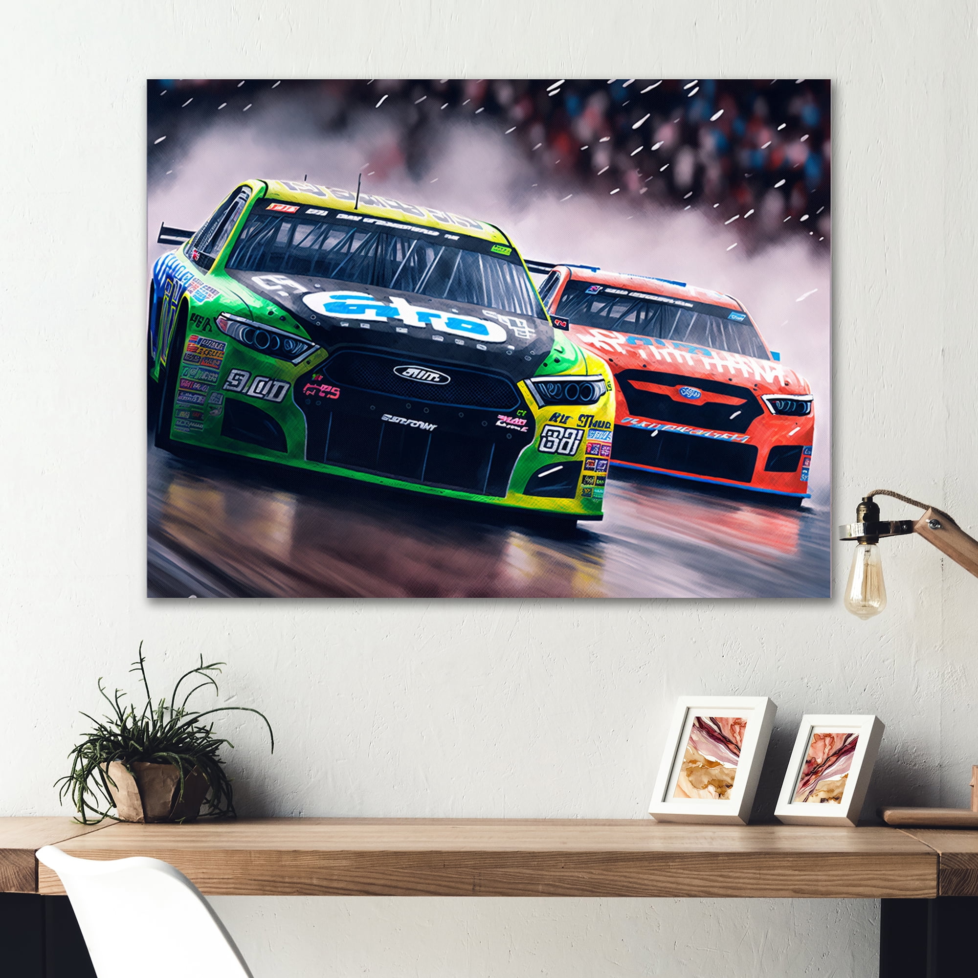 Designart Stock Car Racing Last Lap IV Canvas Wall Art