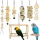 thumbnail image 1 of Paquete de 7 juguetes de madera natural para jaulas de pájaros pequeños, juguetes para masticar pequeños columpio para periquitos esquí esquí Gafas de esquí, 1 of 5