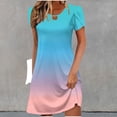 thumbnail image 2 of Vetsdori Summer Mini Dresses for Women Short Sleeve Sundress Gradient Casual,Party Tunic Crew Neck Beach Ladies Dress, 2 of 6