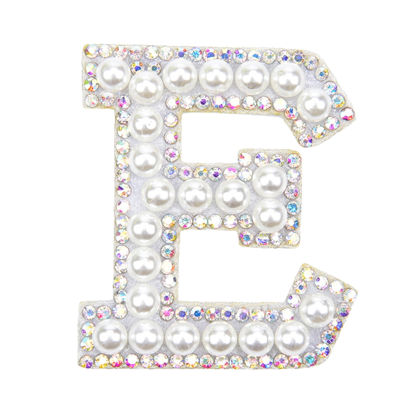 Rhinestone & Pearl Iron-On Patches - Alphabet Letters A-Z For DIY Clothing & Bag Decoration (Letter F Shown) - View #2