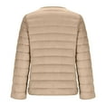 thumbnail image 6 of Casual Packable Winter Jacket Women Winter Quilted Jackets Lightweight Collarless Button Coat Short Inner Liner Jacket Overcoat Khaki 3XL, 6 of 7