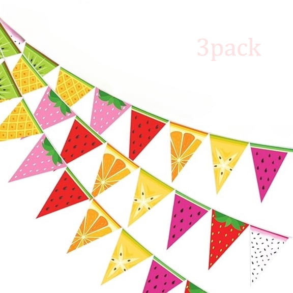 Fruit Party Banner Decorative Triangle for Birthdays and Parties 3 Pieces