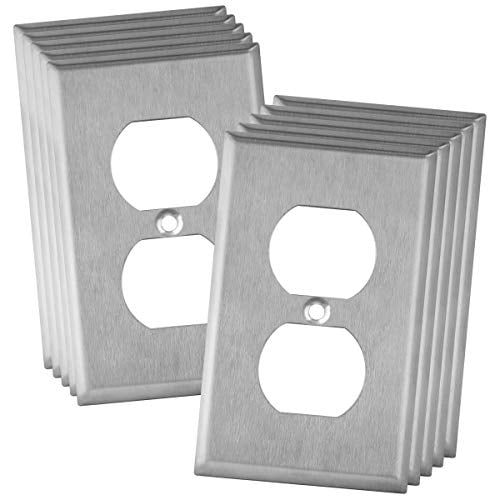 ENERLITES Duplex Receptacle Outlet Metal Wall Plate, Stainless Steel
