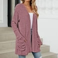 thumbnail image 5 of BXINGOHAI Solid Cardigan for Women Brushed Stripe Long Sleeve Coat Loose Open Front Sweater Fall Winter Casual Outdoor Coats With Pockets Today Purple,XXL, 5 of 6