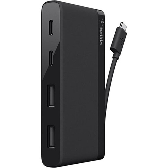 Mini concentrador USB-C con 4 puertos negro