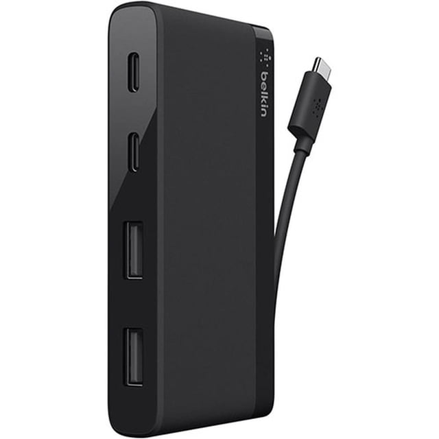 Mini concentrador USB-C con 4 puertos negro