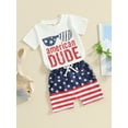 thumbnail image 3 of vera natura Baby Boy 4th of July Outfits Short Sleeve Tops + Star Print Shorts Independence Day Set, 3 of 8