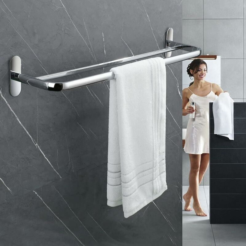 Double Towel Rack Bathroom Wall Mounted Towel Bar Polished Stainless Steel 2 Bars Wall Mounted Towel Rack Bathroom Towel Bar 40Cm Walmart