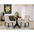 thumbnail image 2 of East West Furniture 3-Piece Mid Century Dining Set Consist of Dining Table and 2 Cream Linen Fabric Parson Chairs with Button Tufted Back - Black Finish, 2 of 2