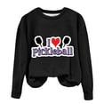 thumbnail image 2 of Elvqul Black Sweatshirt Women Clearance Under $5 Comfort Crewneck Long Sleeve Womens Tops Fashion Pickleball Blouse Graphic Sweatshirts, 2 of 3