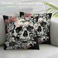 thumbnail image 3 of Halloween Decorative Pillow Cover Vintage Floral Skull Gothic Crow Throw Pillow Case  White Black Style Day of The Dead Home Decor Cushion Cover, 3 of 5