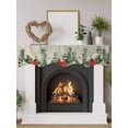 thumbnail image 2 of Christmas Poinsettia Fireplace Mantle Scarf, Xmas Eucalyptus Botanical Vintage Mantel Cover Table Runner for Home Living Room Door Window, Indoor Outdoor Holiday Party Decor 17" x 70", 2 of 6