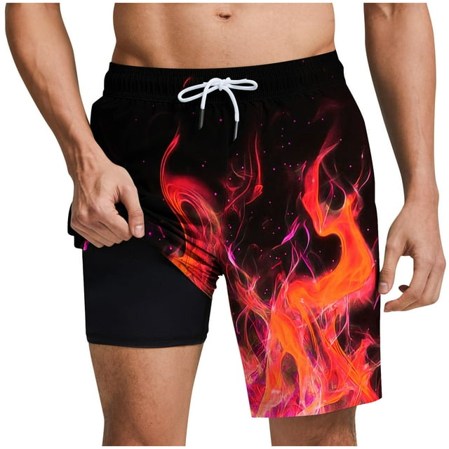Pantalones Cortos para Hombre Cintura Elástica con Bolsillos, Forro de Impresión de Moda Casual para la Playa, Al Aire Libre Y el Uso Diario
