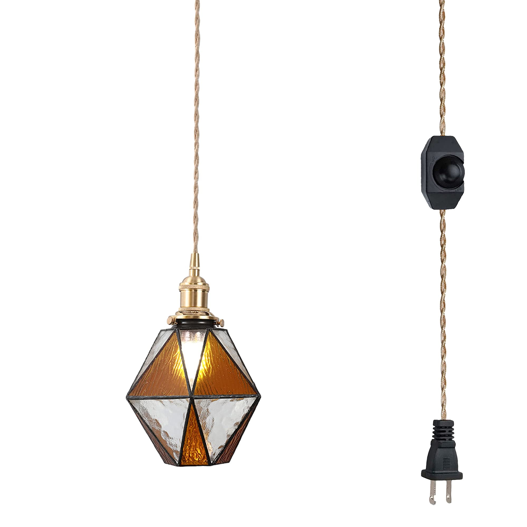 FSLiving Hanging Swag Lamp Pendant Light with 15ft Plugin UL Dimmable
