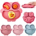 thumbnail image 5 of Juego de vajilla de silicona sin BPA para bebé, platos divididos, cuencos de alimentación, taza y cuchara de paja para entrenamiento de niños pequeños, 5/4 piezas, 5 of 5