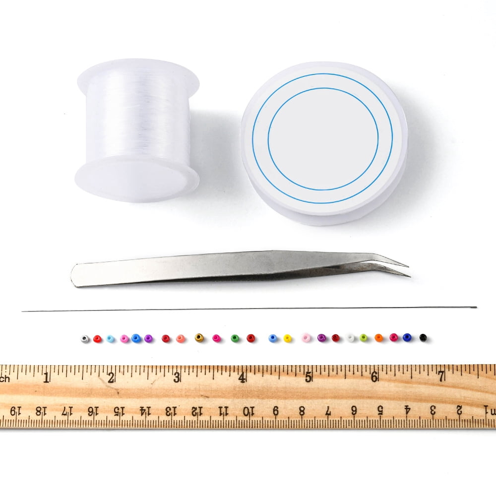 DIY Bracelet Making Kit Including Glass Seed Round Beads Beading Needle Elastic Thread Tweezers Mixed Color Beads: 3mm Hole: 1mm 288G/set