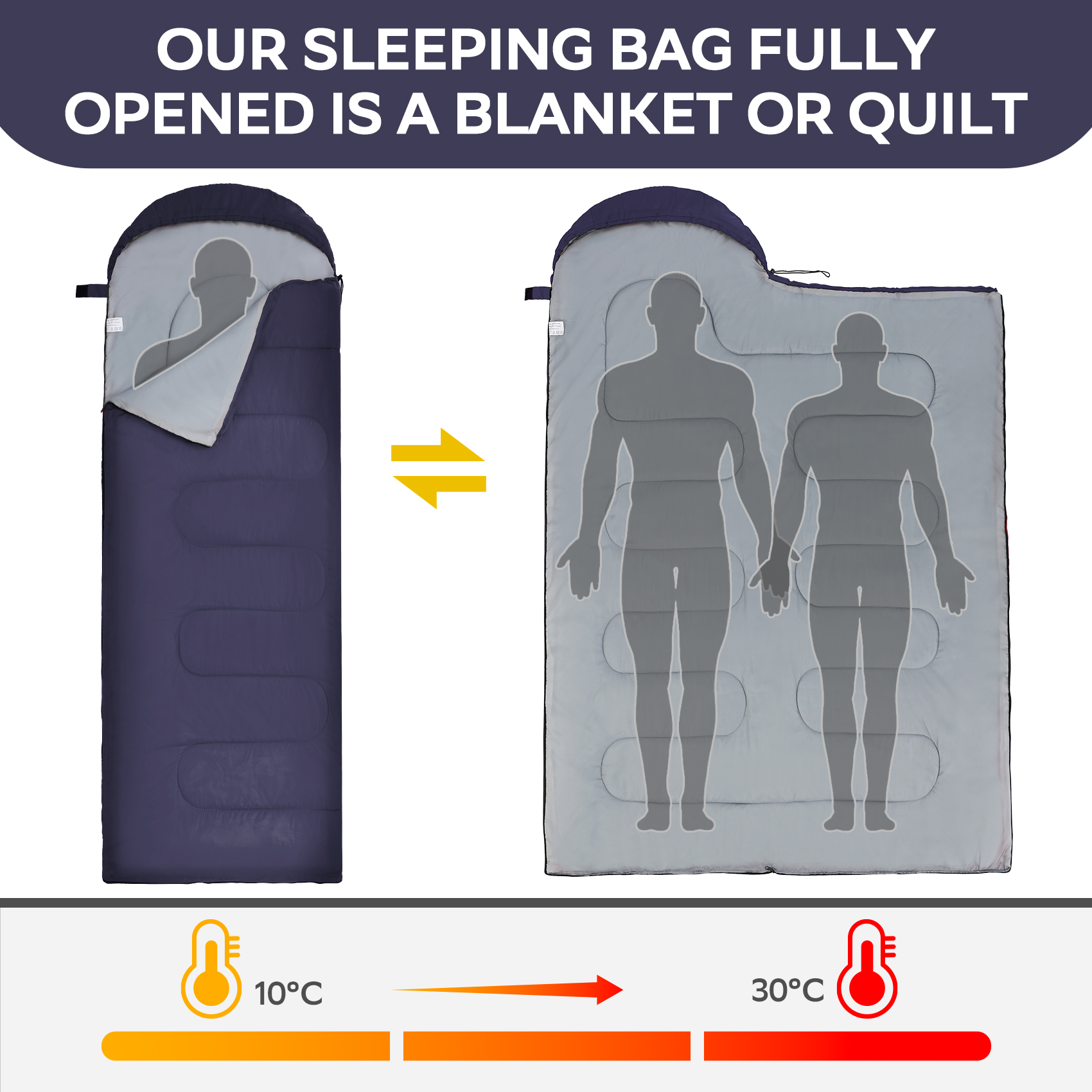Croosse Lightweight Waterproof Sleeping Bag, Navy photo 7