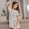 thumbnail image 3 of Pofeuu Animals In Tribe Print Women's Loose Fit Short Sleeve Nightgown, Comfortable Sleep Dress for Women, Casual Lounge Sleepwear, Soft Cotton Sleep Dress, 3 of 6