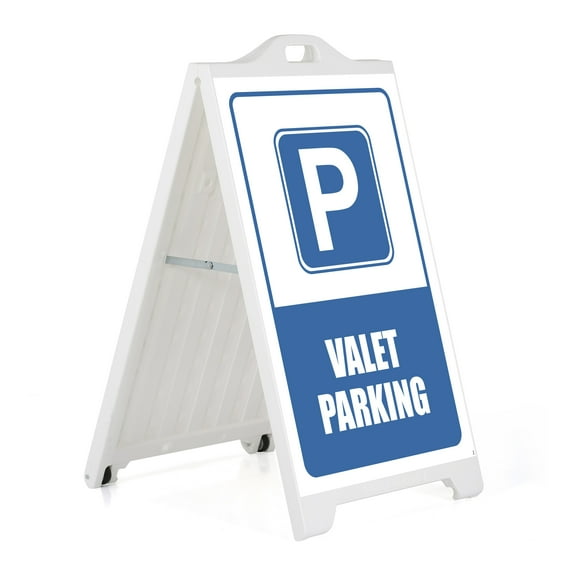 M&T Displays White Street SignPro Board Sidewalk A-Frame Sign with 24x36 Valet Parking Sticker