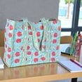 thumbnail image 6 of Vivanta Quilted Tote Bag for Women – Large Size Block Print Cotton Shoulder Bag for Shopping Grocery Travel Work – Handmade Floral Tote Bags Reusable Quilted Beach Bags 16 × 13 × 6 inches, 6 of 10