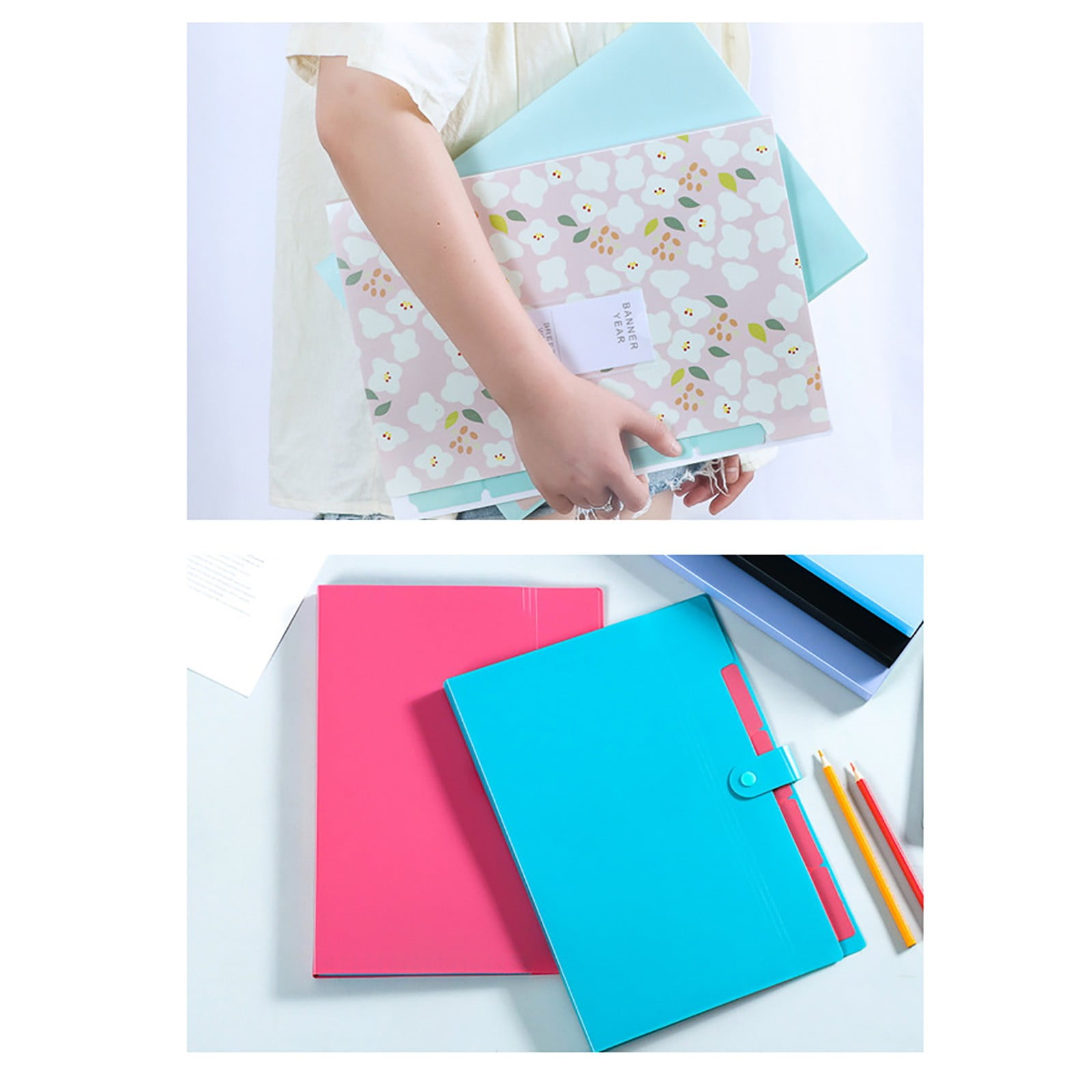 Accordion File Organizer, Letter Size, 5 Pocket Expanding File Folder, Cute File Folder with Snap fastener, Portable File Organizer for School Office Supplies, Folders for Documents, 1 Pcs
