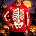 thumbnail image 2 of Afdoent Hoodies for Men Halloween Skeleton Print Hooded Sweatshirt Long Sleeve Pullover Casual Streetwear, 2 of 4