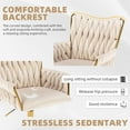 thumbnail image 4 of Westice Velvet Desk Chair, Home Office Gold Comfy Chair with Hand Woven Back, Height Adjustable Swivel Chair with Comfy Upholster for Makeup Vanity Living Room Bedroom, Beige, 4 of 9