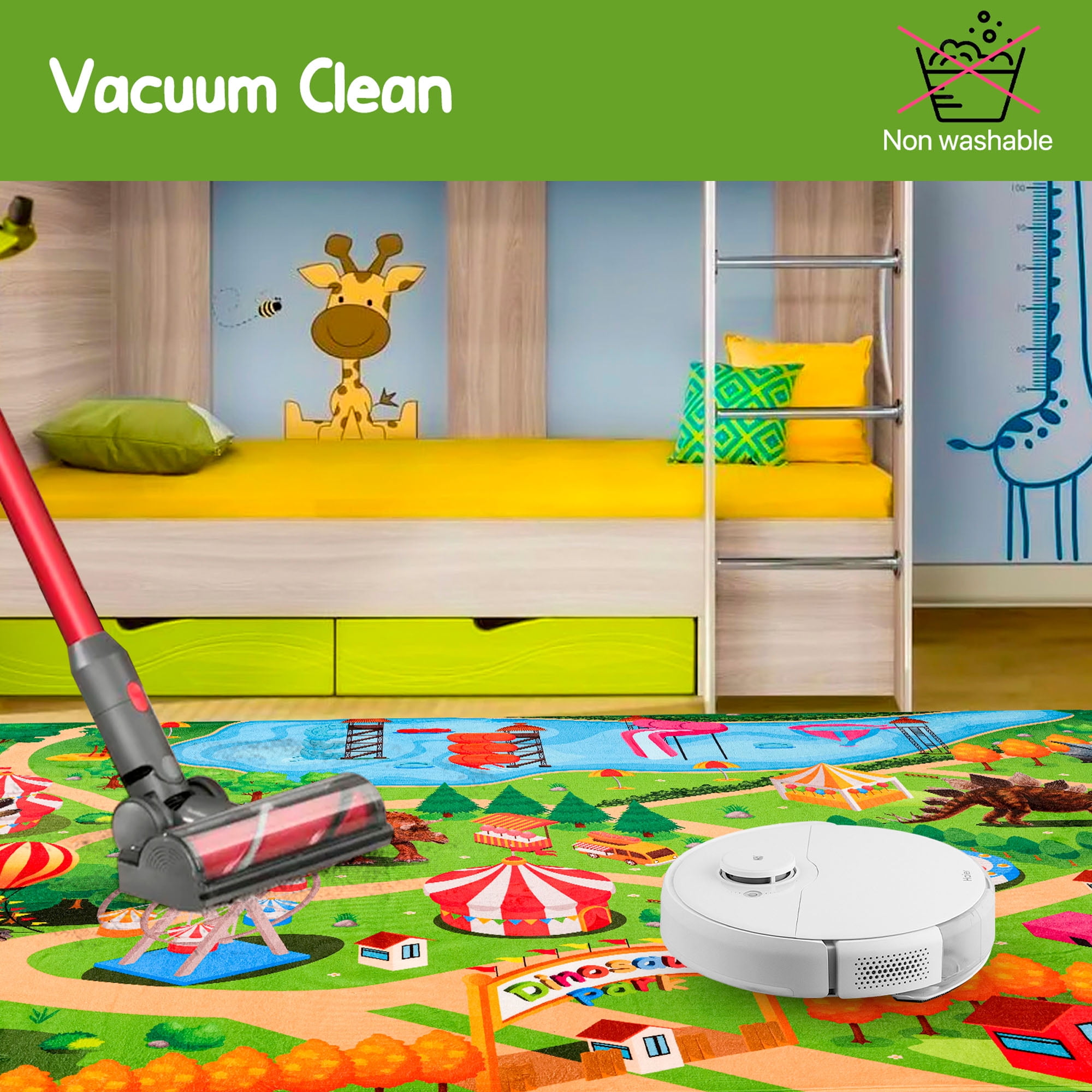 Nefoso Kids Play Rug, Kids Play Mat Dinosaur Land 3ft x 5ft Area Rug for Indoor, Age Group 3+