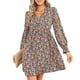 thumbnail image 1 of Vestido Floral Para Mujer, Tejido Suave Con Cuello En V, Lavable A Máquina, Respetuoso Con La Piel, Para Vacaciones ANGGREK Otros, 1 of 6
