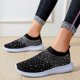thumbnail image 2 of Qarigey Zapatillas de deporte de malla Crystal Bling Shoes Casual Sock Trainers Transpirable Cómodo Fondo para correr al aire libre Negro Type3 NO3, 2 of 6
