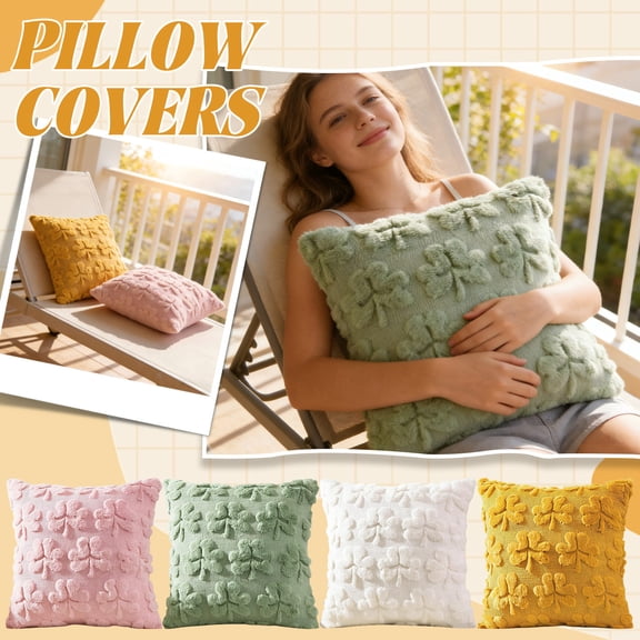 Throw Pillow Covers 18x18 Inch, Embroidered Decorative Square Pillowcases, Farmhouse Holiday Cushion Covers for Couch Sofa Living Room Bedroom Outdoor Home Decor
