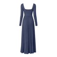 thumbnail image 5 of Women's Square Neck Long Sleeve Maxi Dress, Slim Fit Flowy A Line Pleated formal Gown, Elegant Evening Party Dress Navy L(L), 5 of 5