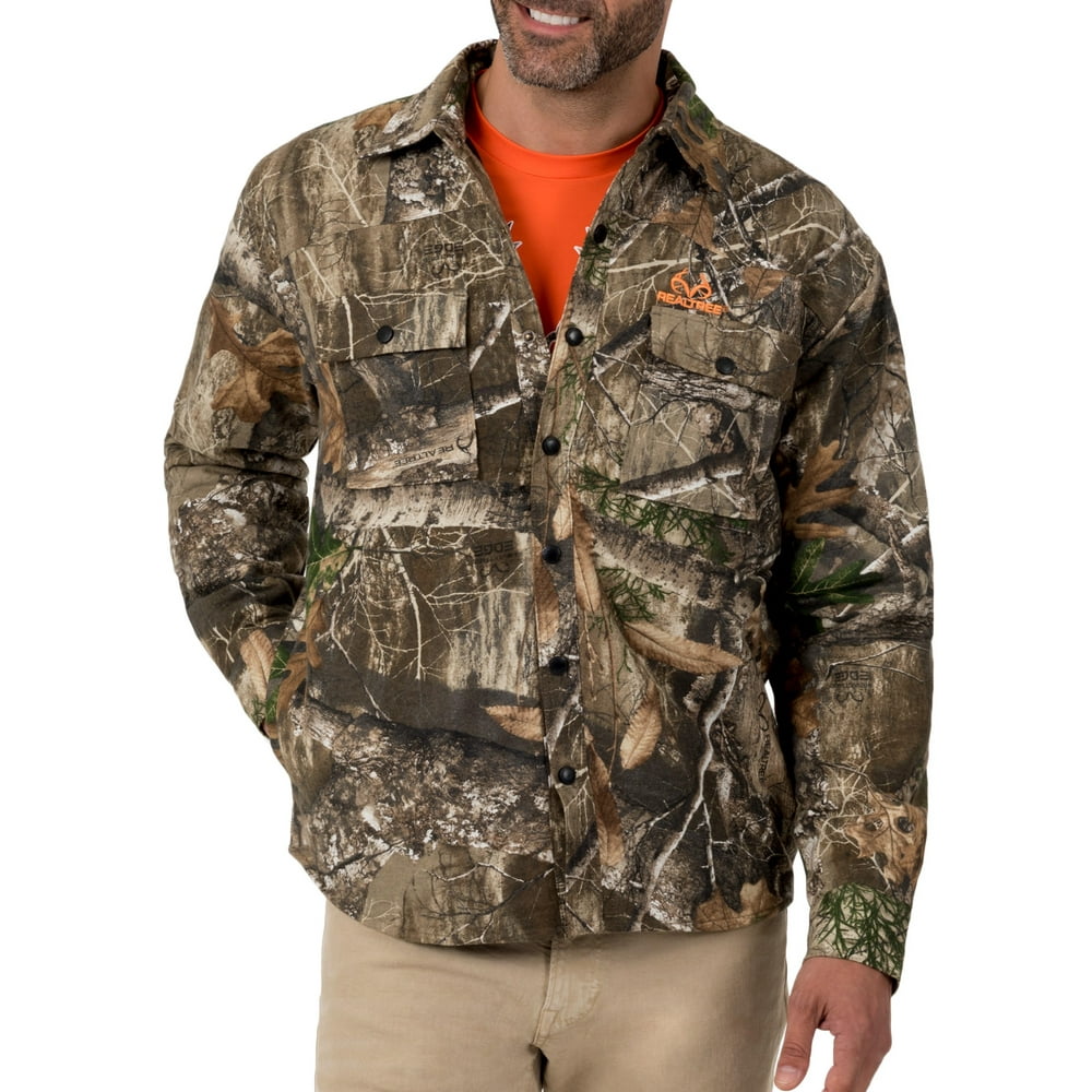 Men's Camo Flannel Quilted Lined Shirt Jacket