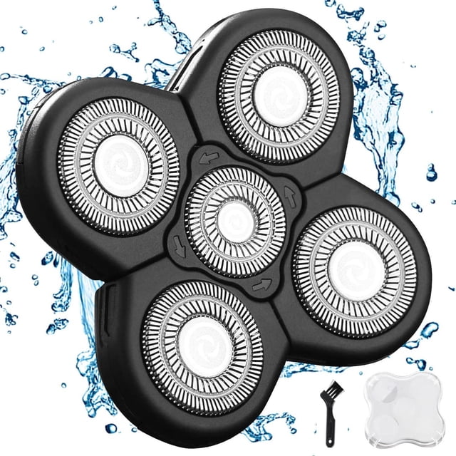 Cabezales de Repuesto para Afeitadora Eléctrica VRMETA Negro 5 Cuchillas de Acero Inoxidable Flexibl