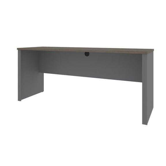 Bestar Prestige Plus Credenza Desk in Bark Gray and Slate