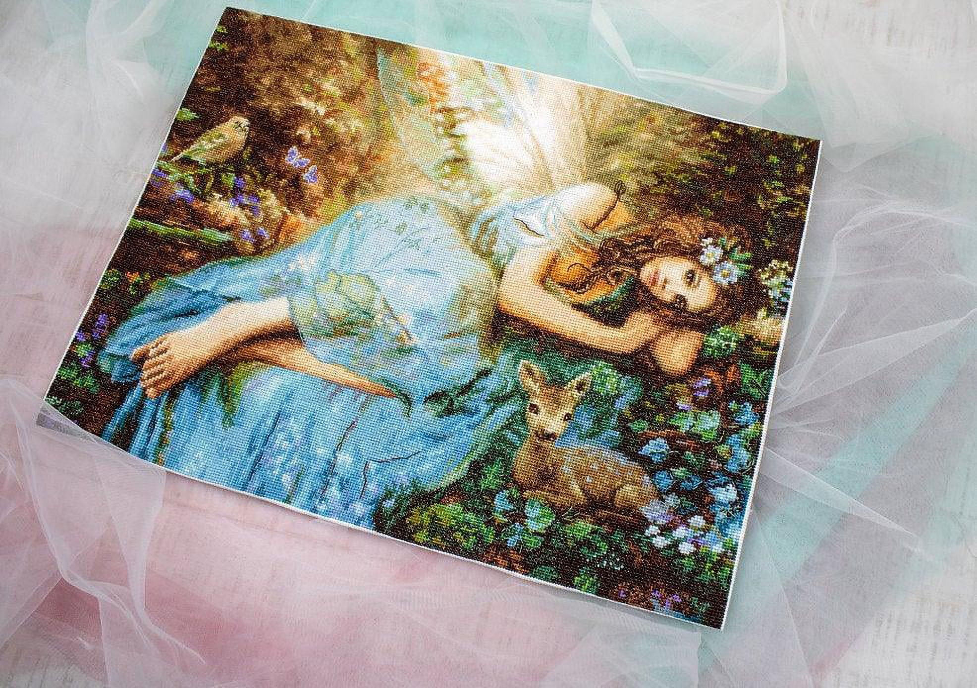 Counted Cross Stitch Kit Spring Fairy Leti960 By LetiStitch Needlework Blue Girl Canvas Cotton Flower