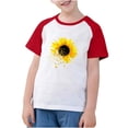 thumbnail image 3 of Feancey T-Shirts Graphiques d'Été pour Garçons, Décontractés, Imprimé Tournesol, Col Rond, Manches Courtes Raglan, T-Shirts Amples pour Enfants, Filles, Bébés, Soldes d'Aujourd'hui, Rouge, 3 Ans, 3 of 10
