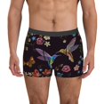 thumbnail image 1 of Balery Humming Bird And Tropical Flowers Embroidery Calzoncillos bóxer para hombre, ropa interior de algodón suave y transpirable con cinturilla de nailon-Large, 1 of 5