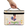 thumbnail image 3 of HELLHERO (8.86"x6.5"x5.9") Large Makeup Organizer Polyester Travel Makeup Bag with Brush Compartment Portable Hanging Organizer Durable(Rooster Floral Pattern), 3 of 6